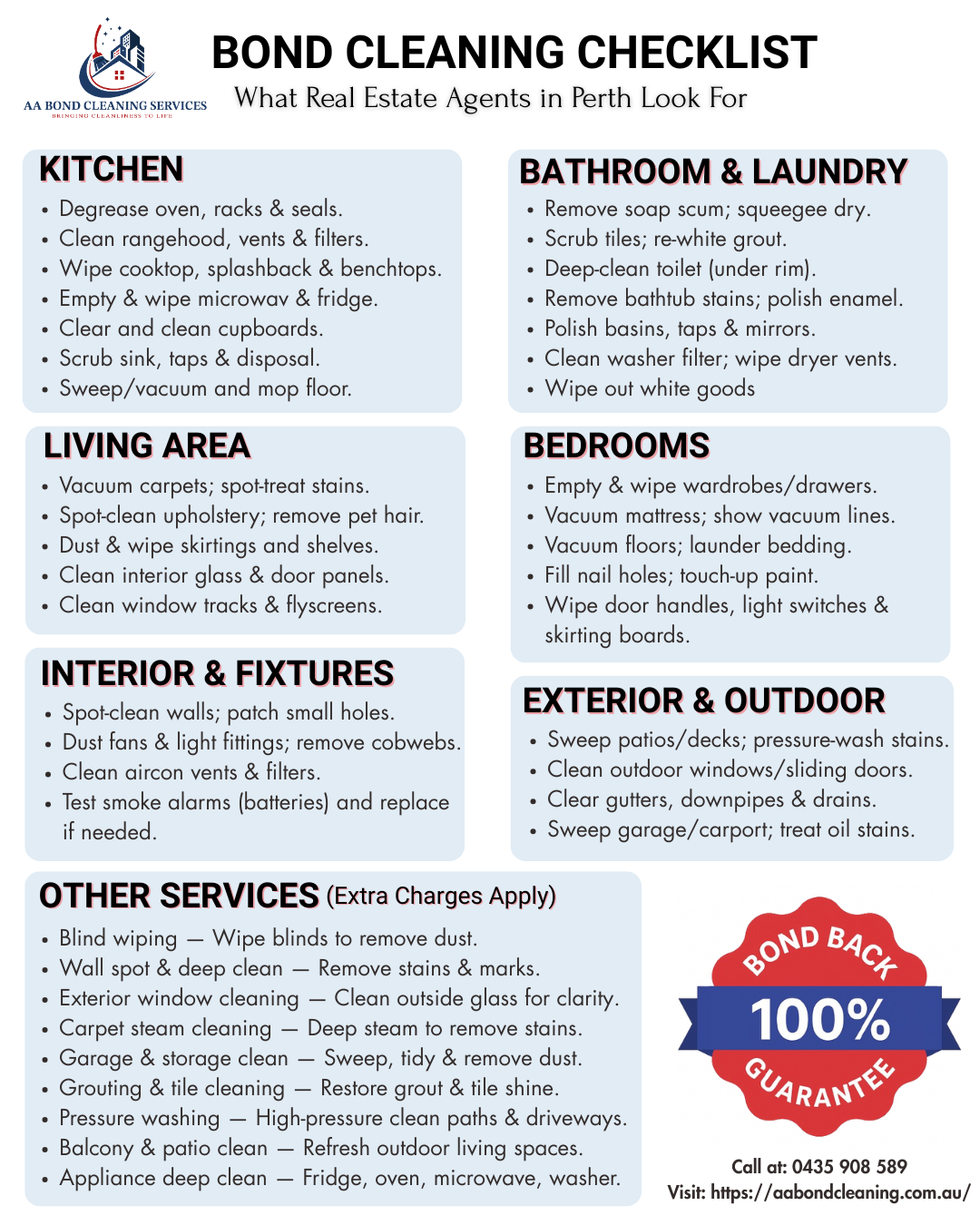 Bond Cleaning Checklist